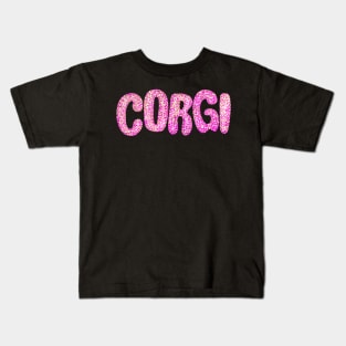 Corgi Pink Glitter Kids T-Shirt